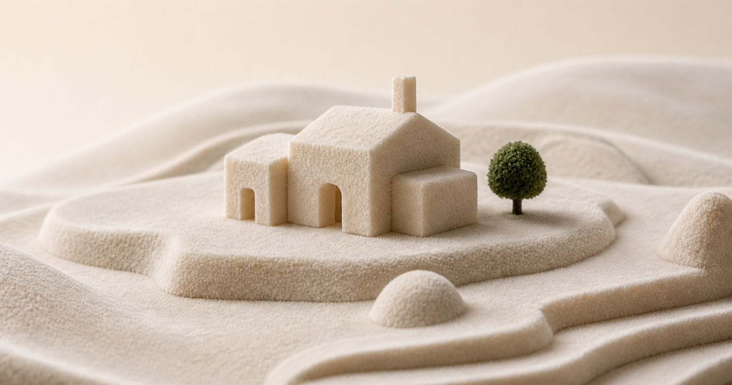 Architectural miniature and model landscape finished in ivory flock